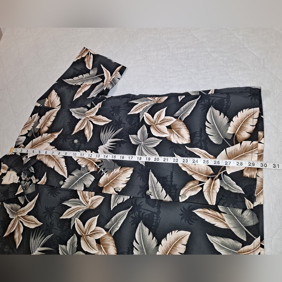 Hawaii Style Short Sleeve Button-up Shirt Men's M Black/Tan Saddlebred One Pkt. - Picture 4 of 5